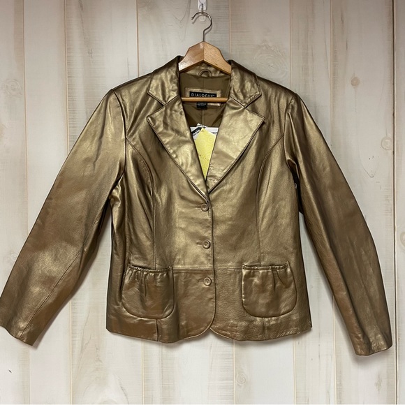 Dialogue Jackets & Blazers - NWT Dialogue Bronze 100% Leather Blazer Jacket Sz L
